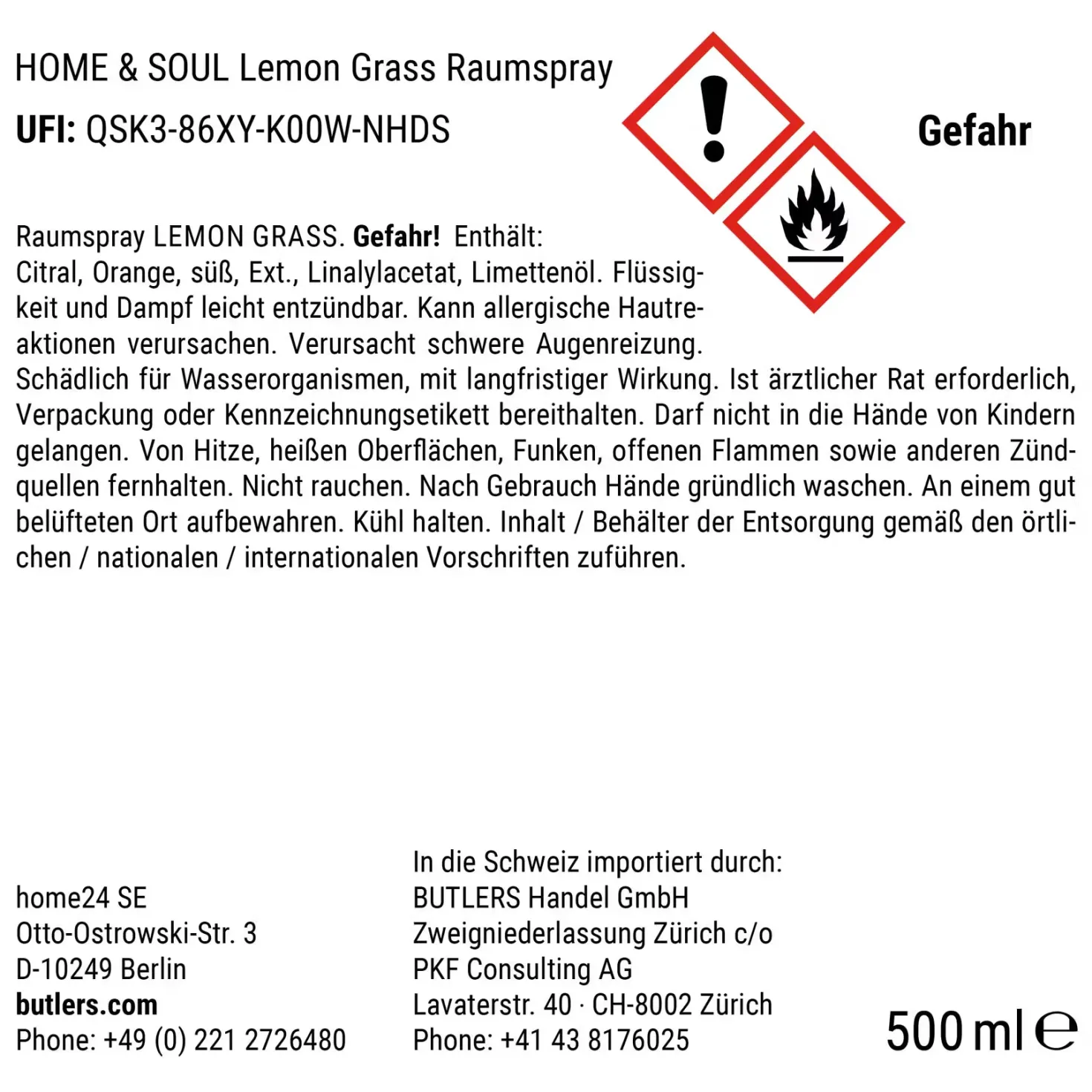 HOME & SOUL Raumspray Lemongrass