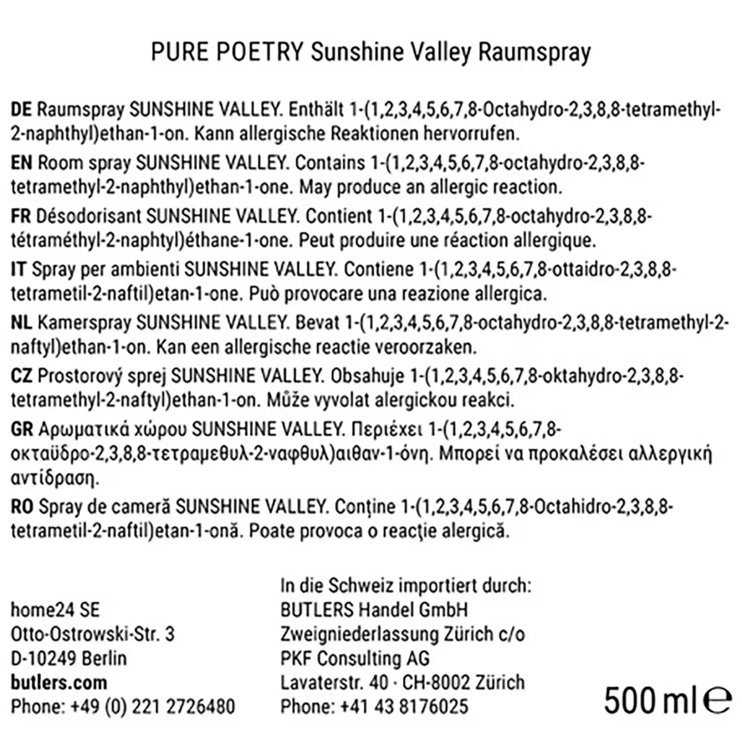 PURE POETRY Raumspray Sunshine Valley