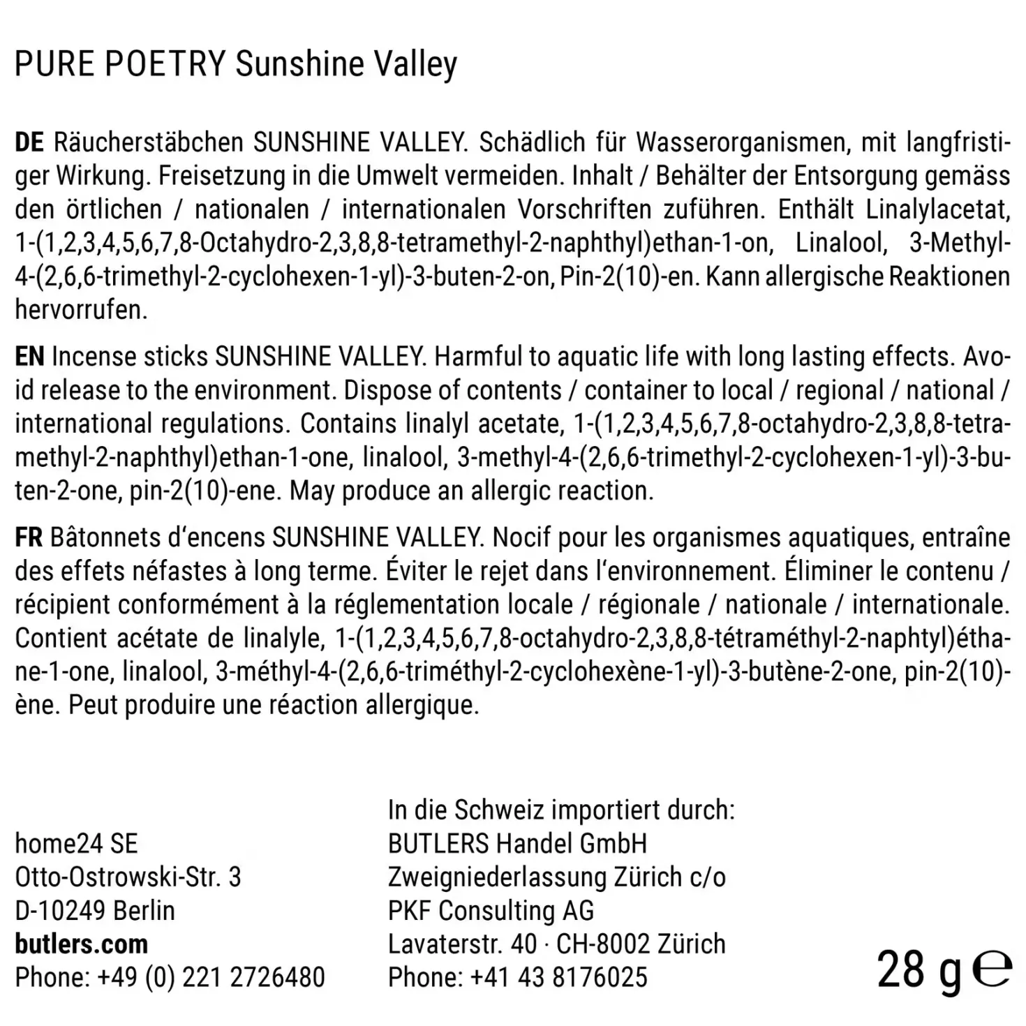 PURE POETRY Räucherstäbchen Sunshine Valley